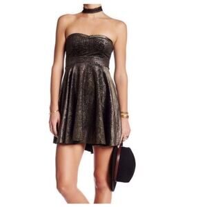 Free People Shattered Foil Velvet Mini Dress Small